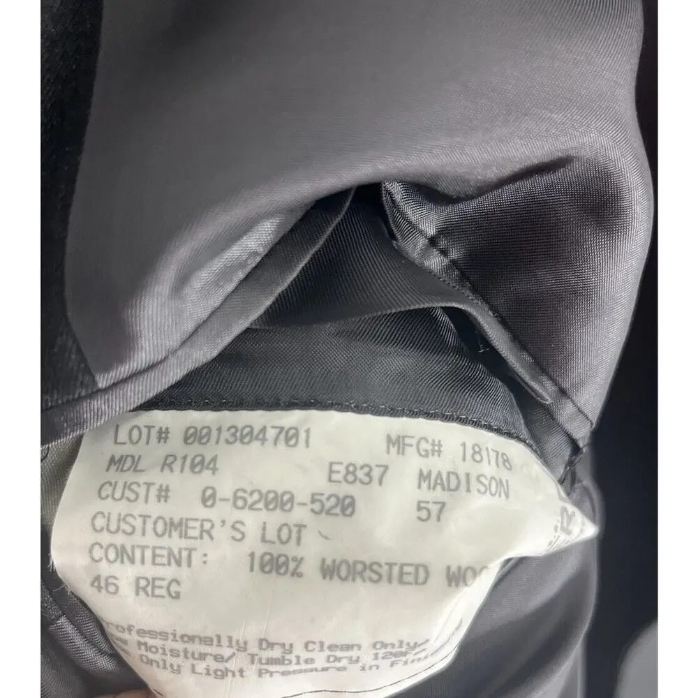 Hickey Freeman Blazer 46R Dark Gray Wool Men’s Loro Piana Italy Old Money